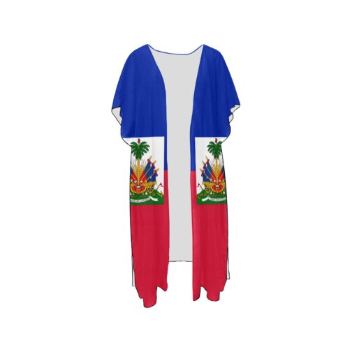 Haiti Flag Mid-Length Chiffon Cover Up