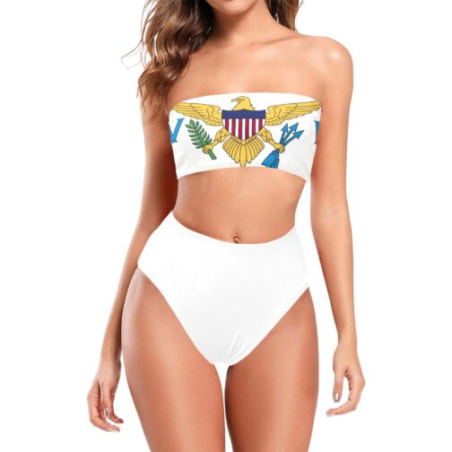US Virgin Islands Flag Chest Wrap Bikini Swimsuit