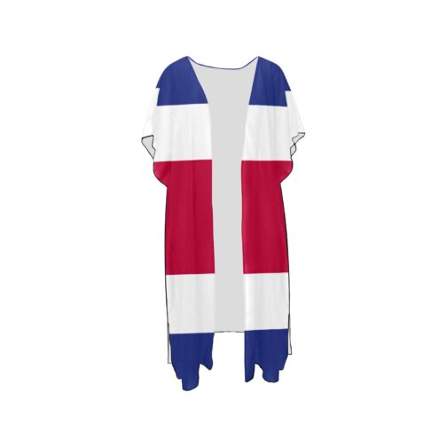 Costa Rica Flag Mid-Length Chiffon Cover Up