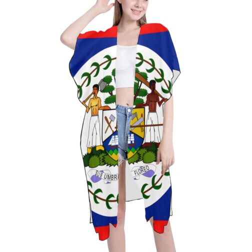 Belize Back Print Mid-Length Chiffon Cover Up