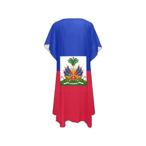Haiti Flag Print Mid-Length Chiffon Cover Up
