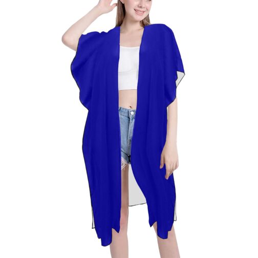 Barbados Flag Back Print Mid-Length Chiffon Cover Up