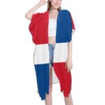 Dominican Republic Flag Print Mid-Length Chiffon Cover Up