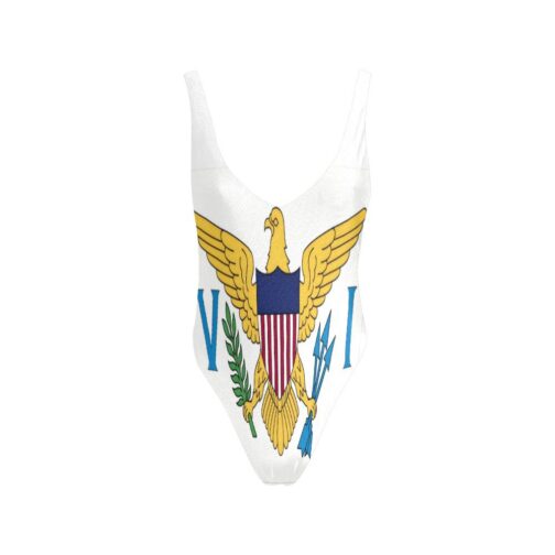 US Virgin Islands Flag Backless High Cut Swimsuit