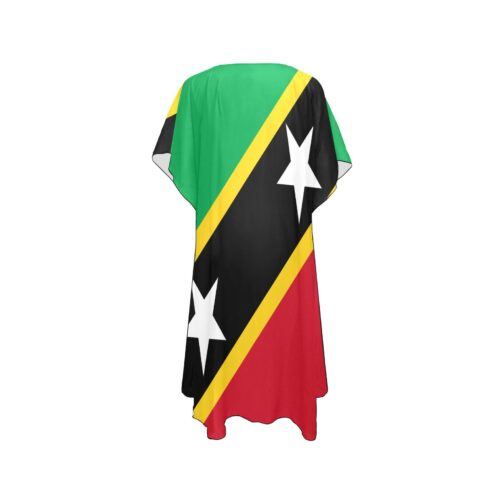 Saint Kitts and Nevis Flag Back Print Mid-Length Chiffon Cover Up