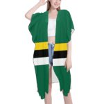 Dominica Flag Print Mid-Length Chiffon Cover Up