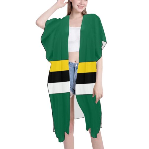 Dominica Flag Print Mid-Length Chiffon Cover Up