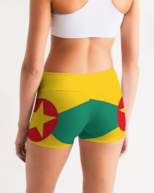 Grenada Flag Women’s Mid-Rise Yoga Shorts