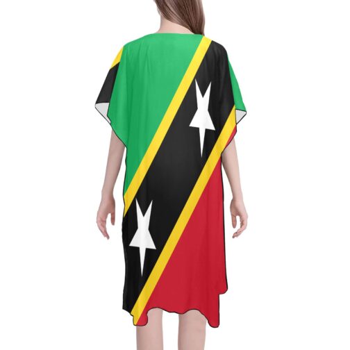 Saint Kitts and Nevis Flag Back Print Mid-Length Chiffon Cover Up