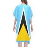 Saint Lucia Flag Print Mid-Length Chiffon Cover Up