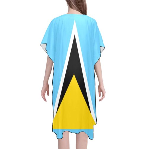 Saint Lucia Flag Print Mid-Length Chiffon Cover Up
