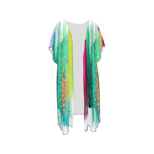 Abstract Colorful Mid-Length Chiffon Cover Up
