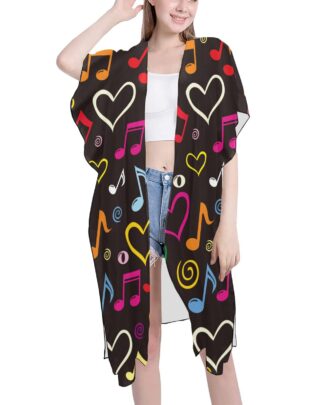 Music And Hearts Mid-Length Chiffon Cover Up