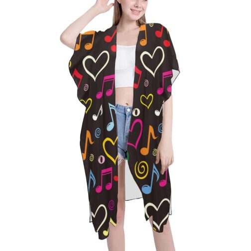 Music And Hearts Mid-Length Chiffon Cover Up