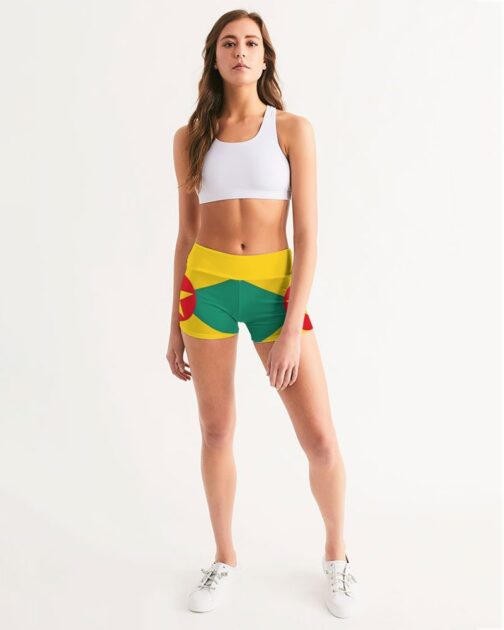 Grenada Flag Women’s Mid-Rise Yoga Shorts