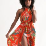 Paradise Floral Deep Orange Swim Cover Up