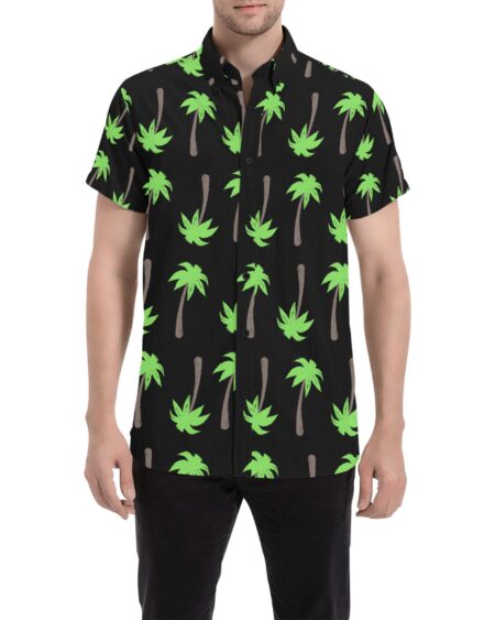 Palm Tree Pattern Men's Shirt (Black)