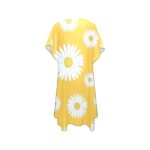 White Daisy Flower Mid-Length Chiffon Cover Up