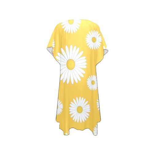 White Daisy Flower Mid-Length Chiffon Cover Up