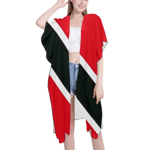 Trinidad and Tobago Flag Back Print Mid-Length Chiffon Cover Up