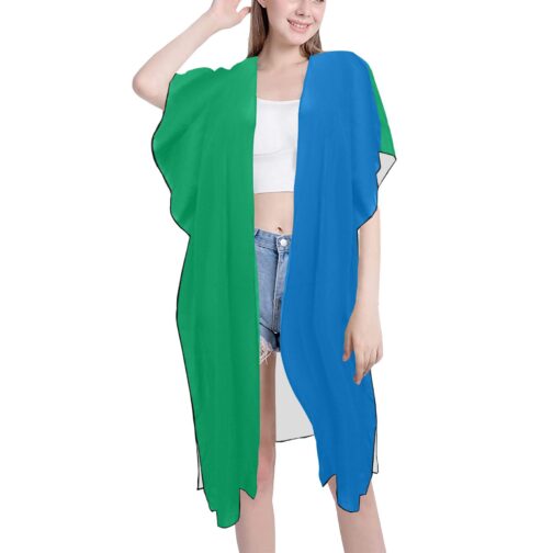 Saint Vincent and the Grenadines Flag Mid-Length Chiffon Cover Up