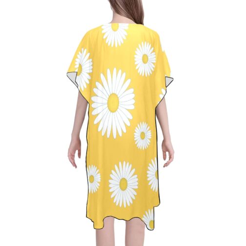 White Daisy Flower Mid-Length Chiffon Cover Up