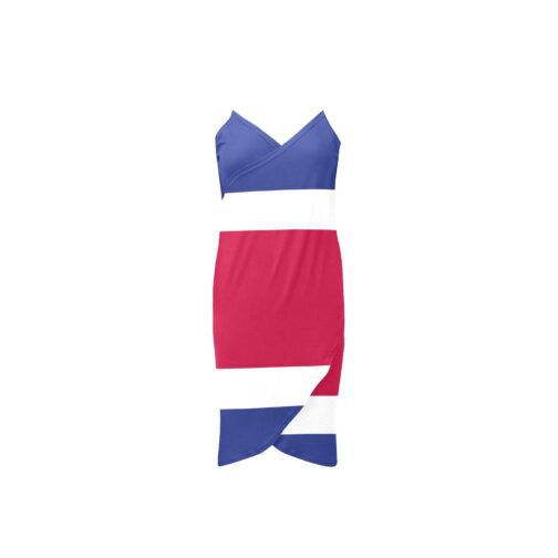Costa Rica Flag Spaghetti Strap Backless Beach Dress - Image 3