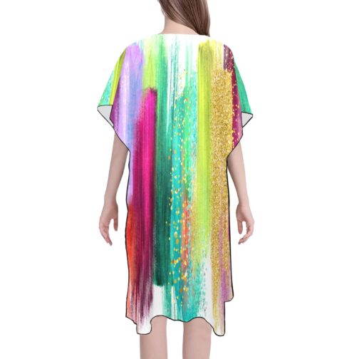 Abstract Colorful Mid-Length Chiffon Cover Up
