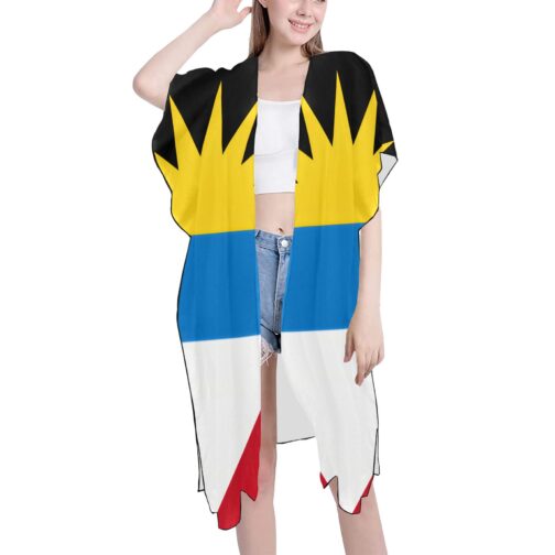 Antigua and Barbuda Flag Print Mid-Length Chiffon Cover Up