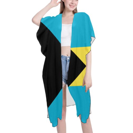 The Bahamas Flag Mid-Length Chiffon Cover Up
