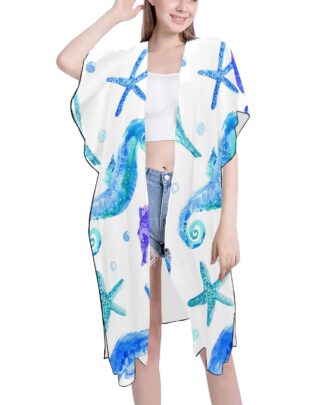 Ocean Seahorse Mid-Length Chiffon Cover Up