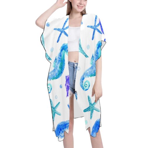 Ocean Seahorse Mid-Length Chiffon Cover Up