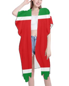 Guadeloupe Flag Mid-Length Chiffon Cover Up