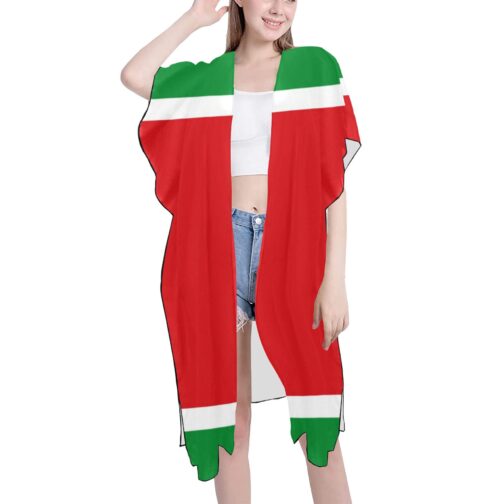 Guadeloupe Flag Mid-Length Chiffon Cover Up