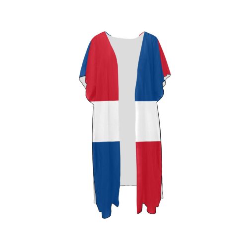 Dominican Republic Flag Print Mid-Length Chiffon Cover Up