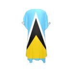 Saint Lucia Flag Print Mid-Length Chiffon Cover Up