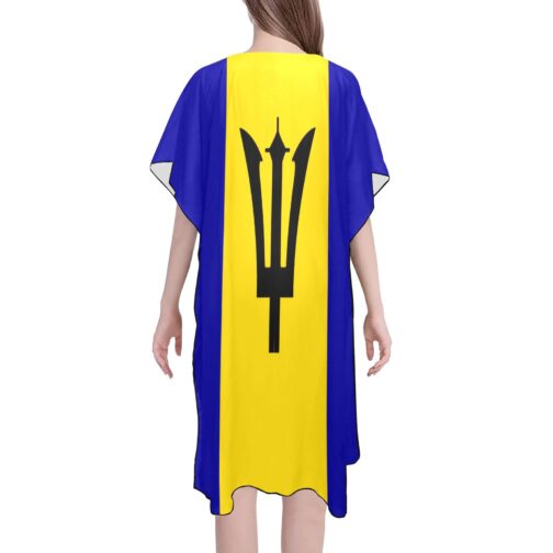Barbados Flag Back Print Mid-Length Chiffon Cover Up