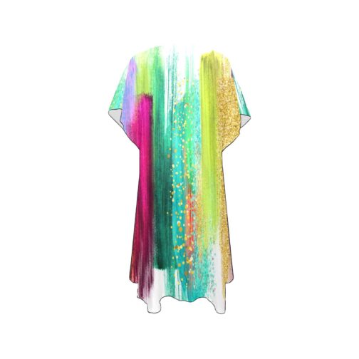 Abstract Colorful Mid-Length Chiffon Cover Up