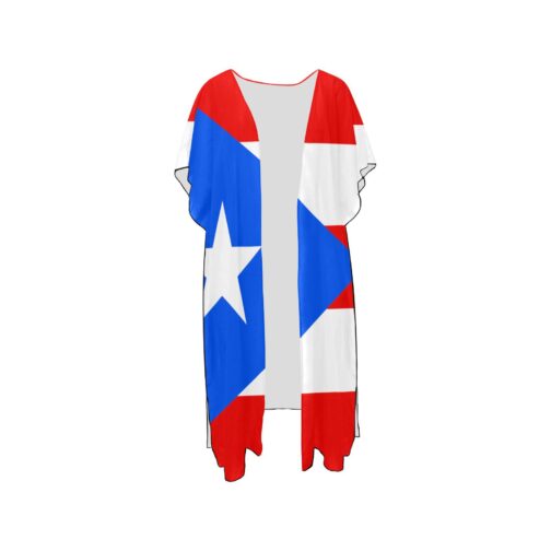 Puerto Rico Flag Back Print Mid-Length Chiffon Cover Up