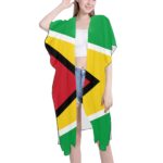 Guyana Flag Back Print Mid-Length Chiffon Cover Up