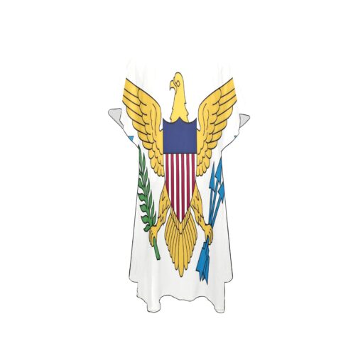 US Virgin Islands Flag Back Print Mid-Length Chiffon Cover Up