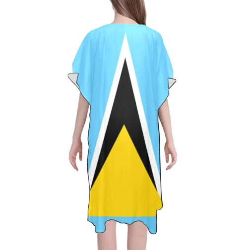 Saint Lucia Flag Print Mid-Length Chiffon Cover Up