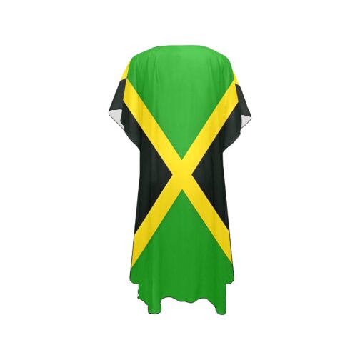 Jamaica Flag Back Print Mid-Length Chiffon Cover Up