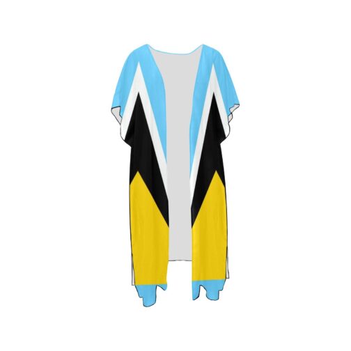 Saint Lucia Flag Print Mid-Length Chiffon Cover Up
