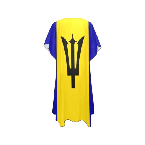 Barbados Flag Back Print Mid-Length Chiffon Cover Up