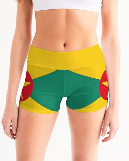Grenada Flag Women’s Mid-Rise Yoga Shorts