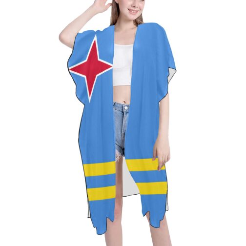 Aruba Flag Mid-Length Chiffon Cover Up