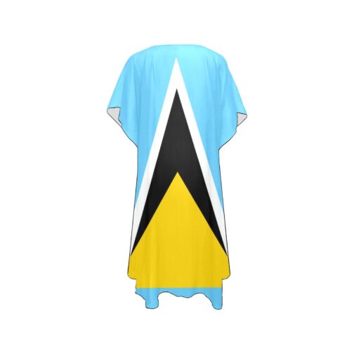 Saint Lucia Flag Print Mid-Length Chiffon Cover Up