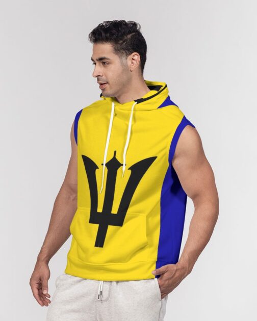 Barbados Flag Mens Sleeveless Hoodie
