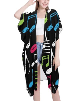 Music Notes Mid-Length Chiffon Cover Up